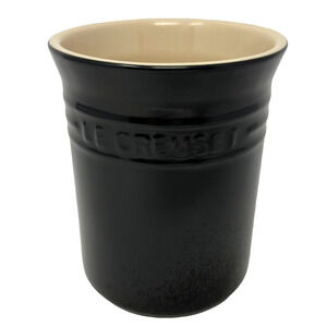 Le Creuset Utensil Crock Black Onyx 6" Stoneware Kitchen Utensil Holder *Read